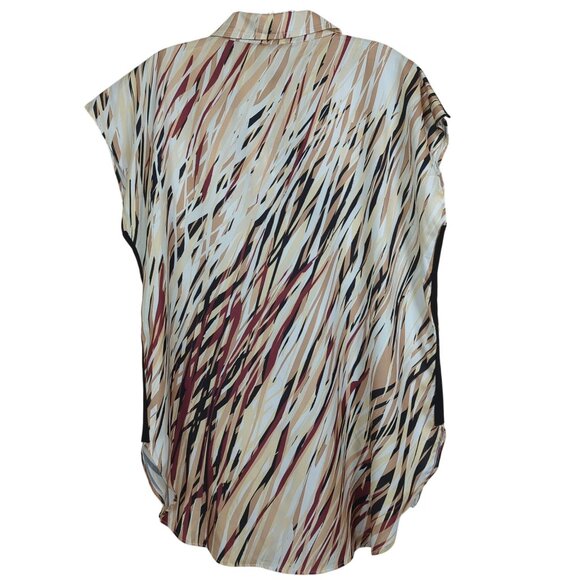 Lysse New‎ York Womens Tunic XL Abstract Print wht grss beige tan Lightweight - Picture 2 of 16